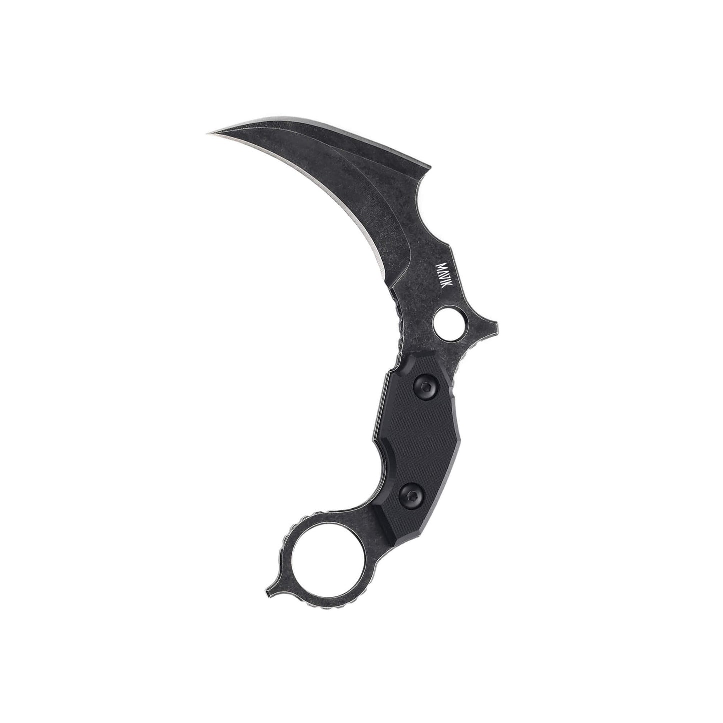 Black fixed-blade knife Ripple from Mavik Gear with double-edge talon blade and non-slip G10 handle.