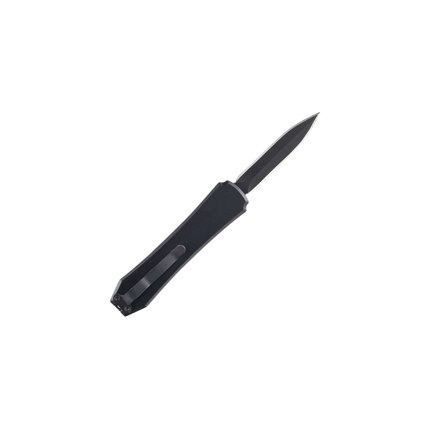 Black Hunting, fishing, EDC Mini automatic OTF knife Xkarve with spear point blade, Zinc alloy handle and lanyard hole.