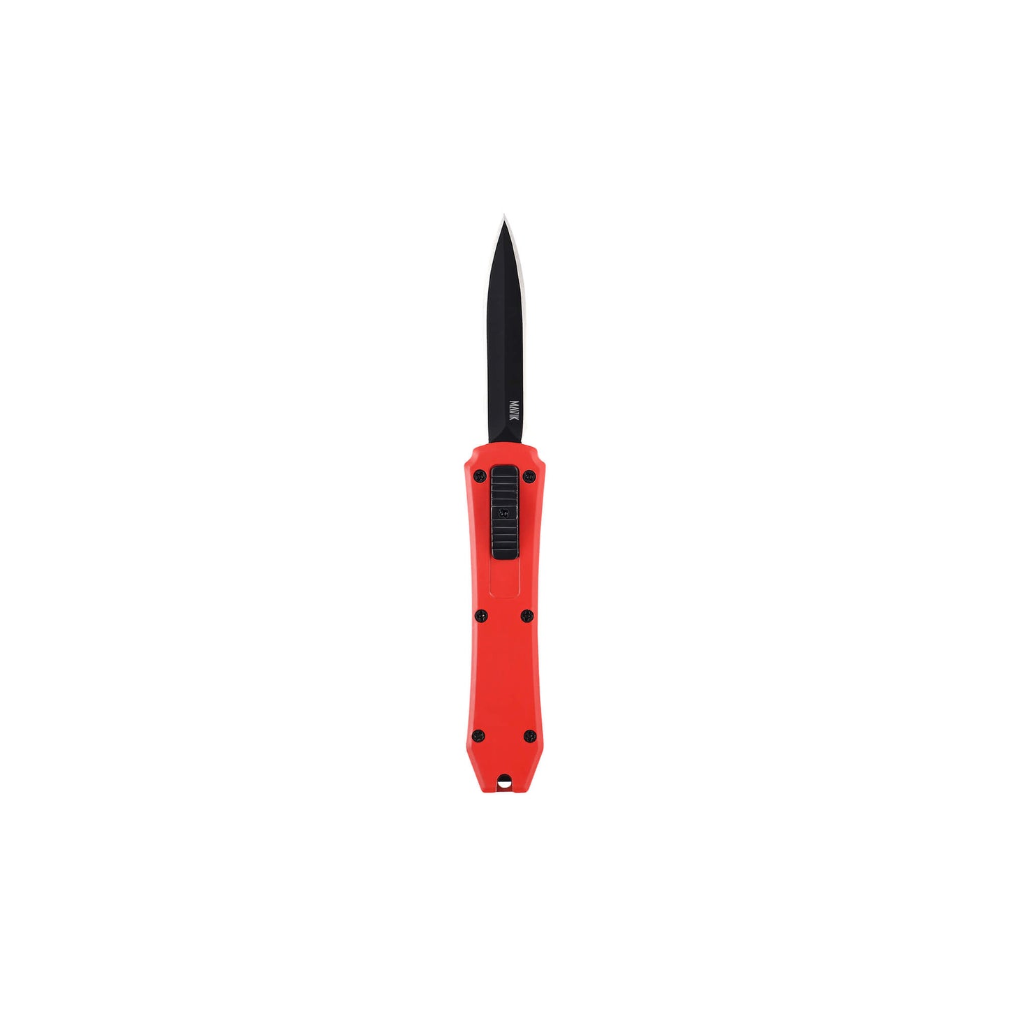 Red Hunting, fishing, EDC Mini automatic OTF knife Xkarve with spear point blade, Zinc alloy handle and lanyard hole.