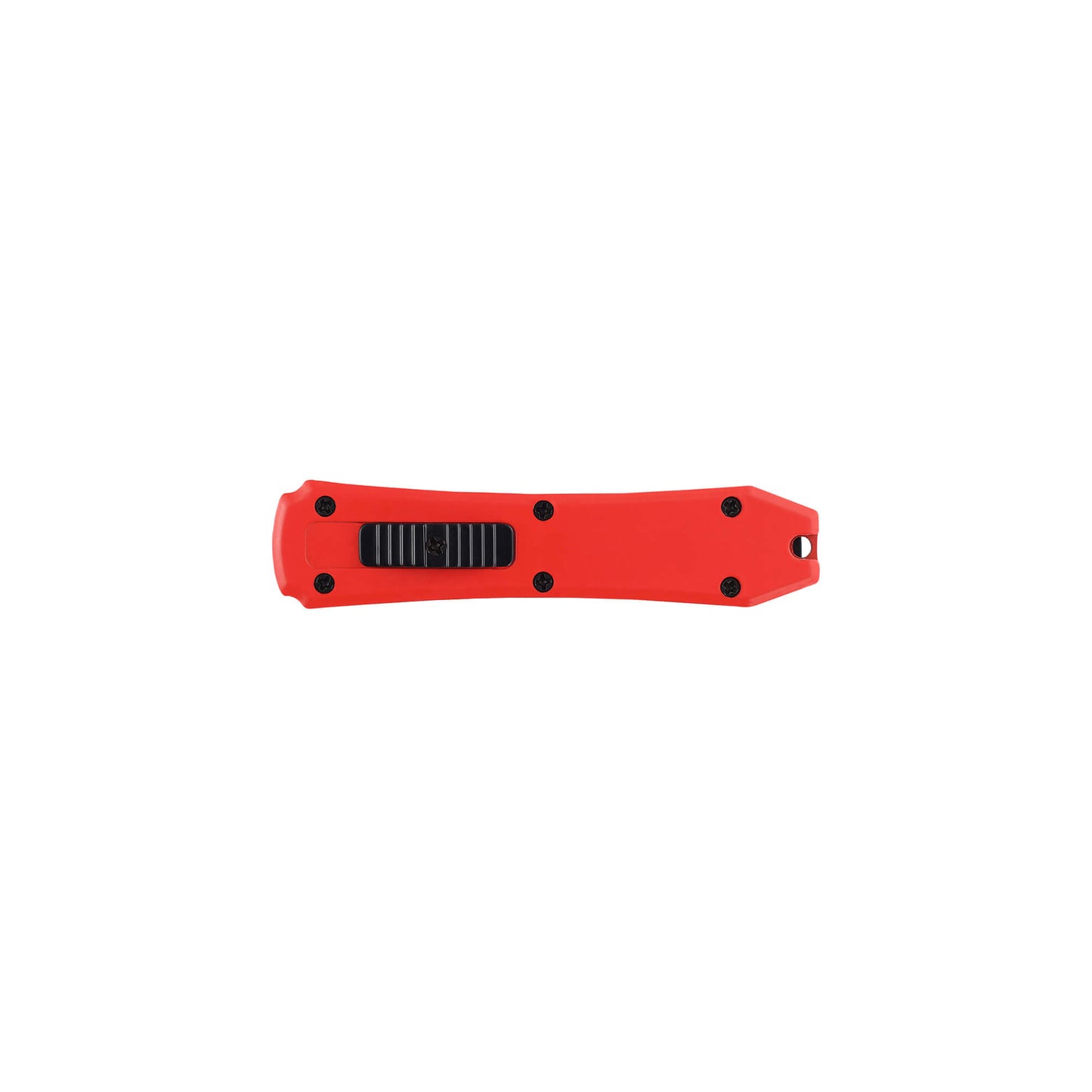 Red Hunting, fishing, EDC Mini automatic OTF knife Xkarve with spear point blade, Zinc alloy handle and lanyard hole.