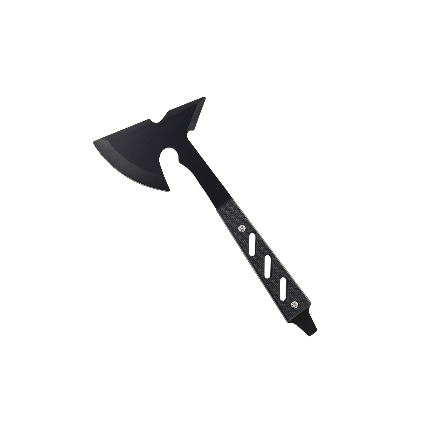 Black tactical camping Sprinter ax from Mavik Gear made of 440C, with anti-slip handle and razor sharp edges.